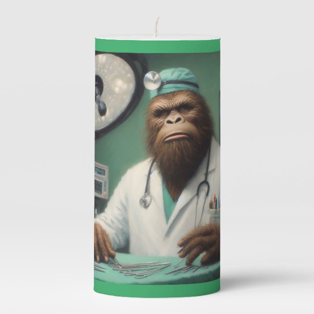 Bigfoot Surgeon Pillar Candle (Front)