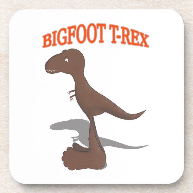 Bigfoot T-Rex Drawing Beverage Coaster (Front)