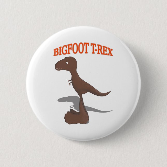 Bigfoot T-Rex Drawing Button (Front)