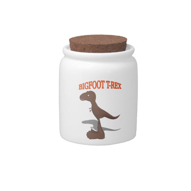 Bigfoot T-Rex Drawing Candy Jar (Front)