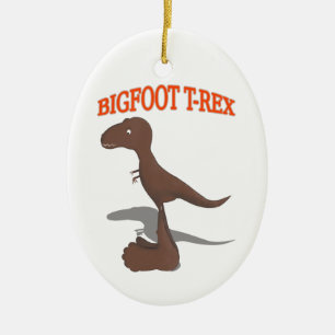 Bigfoot T-Rex Drawing Ceramic Ornament