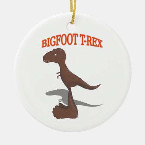 Bigfoot T_Rex Drawing Ceramic Ornament