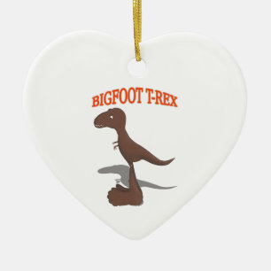 Bigfoot T-Rex Drawing Ceramic Ornament