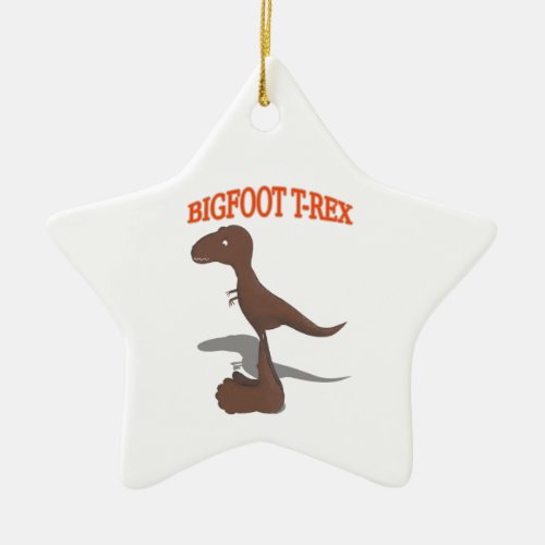 Bigfoot T_Rex Drawing Ceramic Ornament