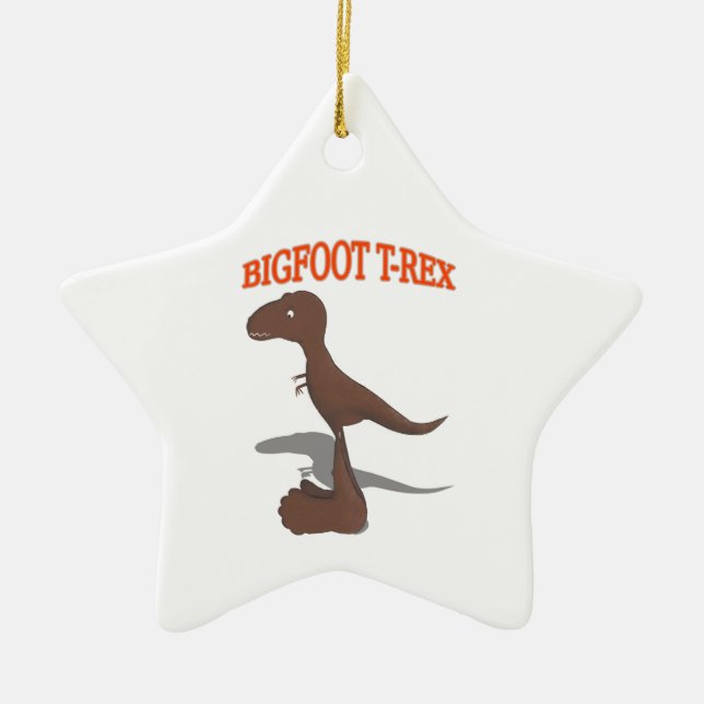 Bigfoot T-Rex Drawing Ceramic Ornament (Front)