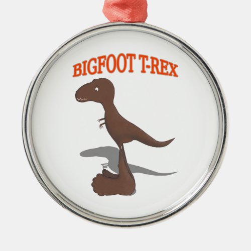 Bigfoot T_Rex Drawing Metal Ornament