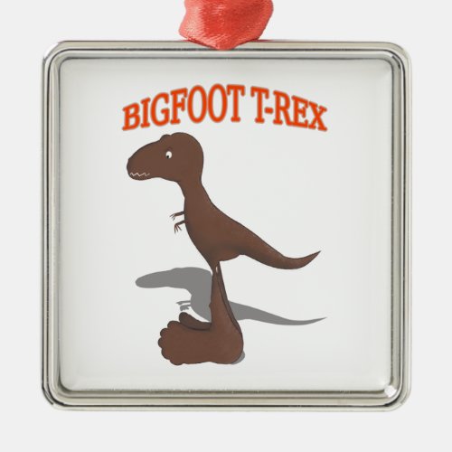 Bigfoot T_Rex Drawing Metal Ornament