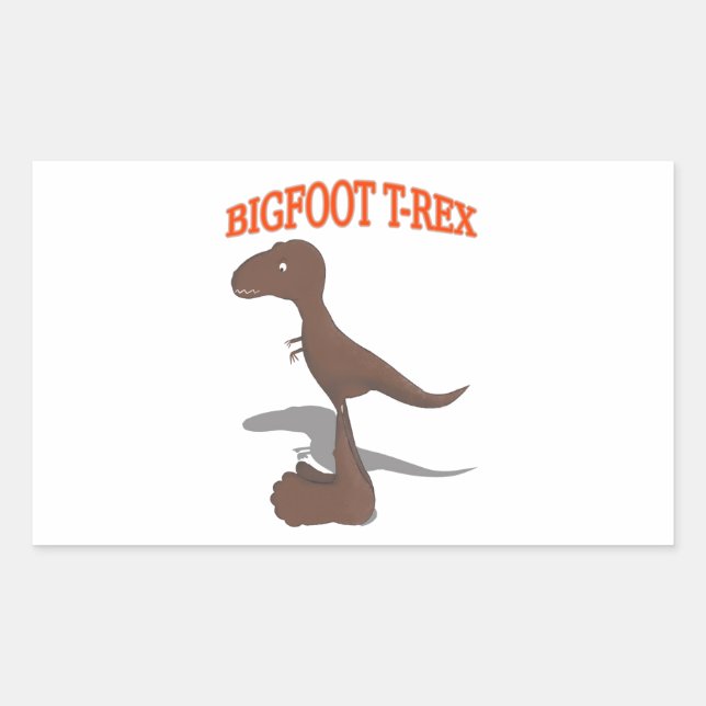 Bigfoot T-Rex Drawing Rectangular Sticker (Front)