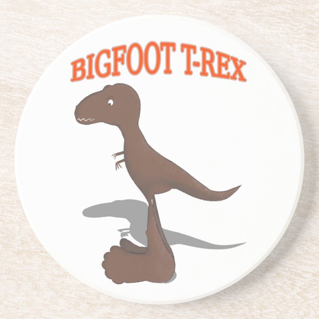 Bigfoot T-Rex Drawing Sandstone Coaster (Front)