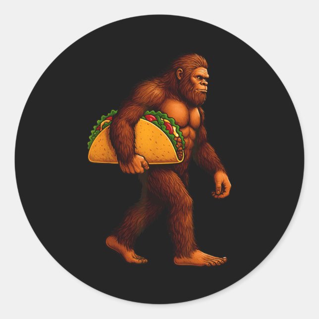Bigfoot Taco Sasquatch Walking Taco Funny Shirt Me Classic Round Sticker (Front)