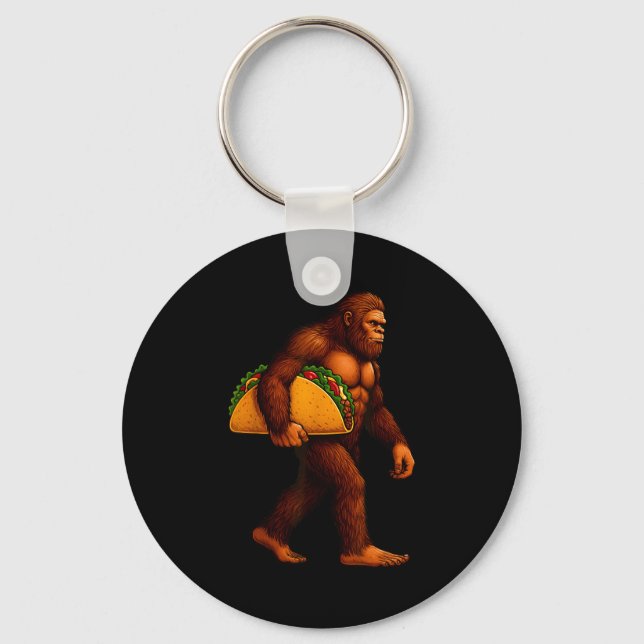Bigfoot Taco Sasquatch Walking Taco Funny Shirt Me Keychain (Front)