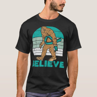 Bigfoot Teal Ribbon Retro Ovarian Cancer Awareness T-Shirt