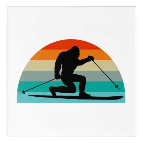 Bigfoot Telemark Skiing Rainbow Acrylic Print