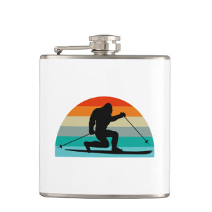 Bigfoot Telemark Skiing Rainbow Flask