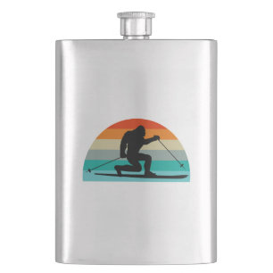 Bigfoot Telemark Skiing Rainbow Flask