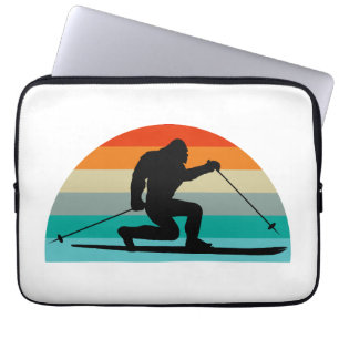 Bigfoot Telemark Skiing Rainbow Laptop Sleeve