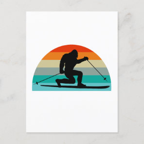 Bigfoot Telemark Skiing Rainbow Postcard