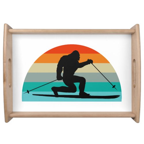 Bigfoot Telemark Skiing Rainbow Serving Tray