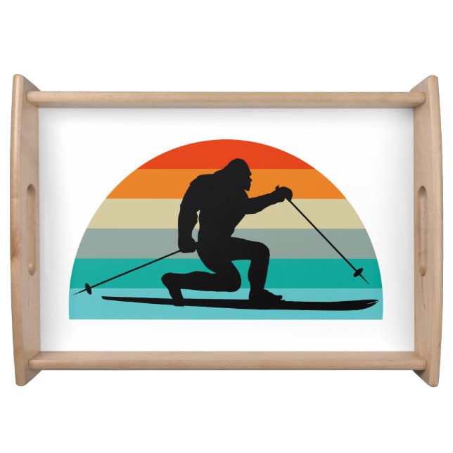 Bigfoot Telemark Skiing Rainbow Serving Tray (Front)