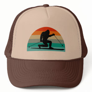 Bigfoot Telemark Skiing Rainbow Trucker Hat
