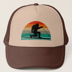 Bigfoot Telemark Skiing Rainbow Trucker Hat
