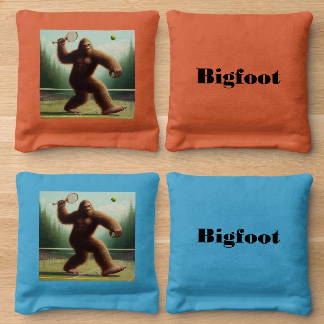 Bigfoot Tennis Cornhole Bags (Wood)
