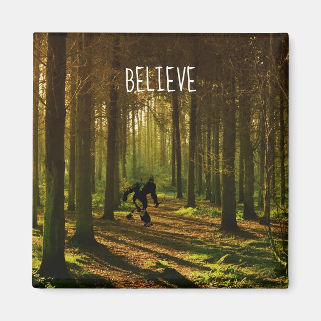 Bigfoot Tennis Player in the Forest Magnet (Front)