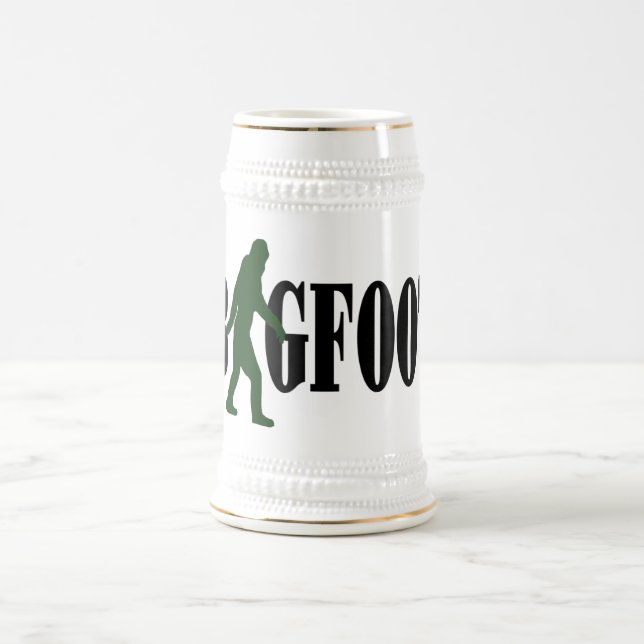 Bigfoot text & green squatch graphic beer stein (Center)