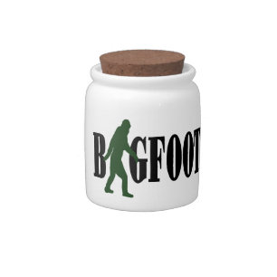 Bigfoot text & green squatch graphic candy jar
