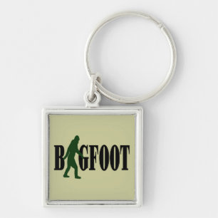 Bigfoot text & green squatch graphic keychain