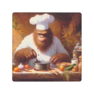 Bigfoot the Chef Metal Print