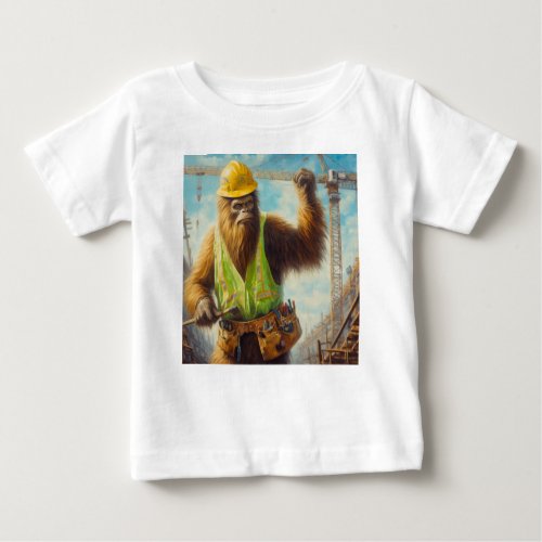 Bigfoot the Construction Worker Baby T_Shirt