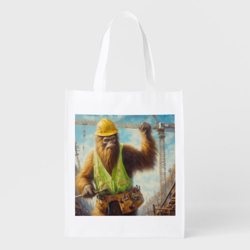 Bigfoot the Construction Worker Grocery Bag