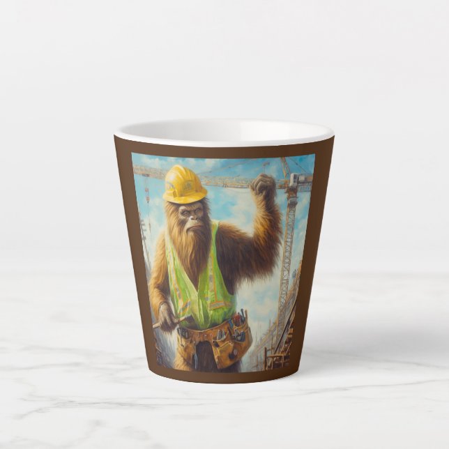 Bigfoot the Construction Worker Latte Mug (Front)