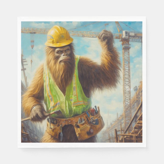 Bigfoot the Construction Worker Napkins (Front)