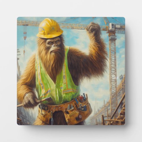 Bigfoot the Construction Worker Plaque