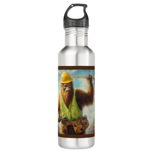 Bigfoot the Construction Worker Stainless Steel Water Bottle