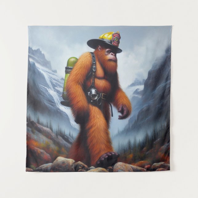 Bigfoot the Hot Shot Fireman Tapestry (Front)