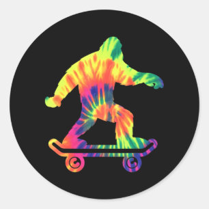 Bigfoot Tie Dye Hippie Skateboarders Sasquatch Classic Round Sticker