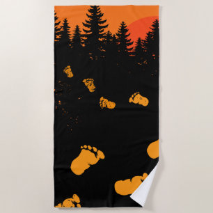 Bigfoot Tracks At Sunset Beach Towel