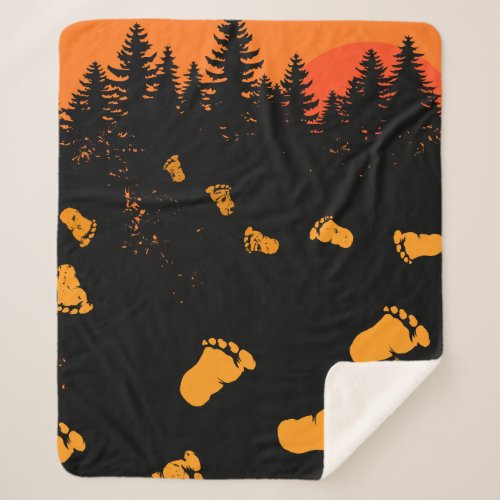 Bigfoot Tracks At Sunset Sherpa Blanket