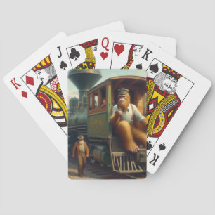Bigfoot Train Engineer Poker Cards