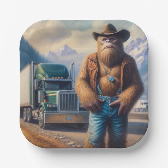 Bigfoot Truck Driver Paper Plates (Front)