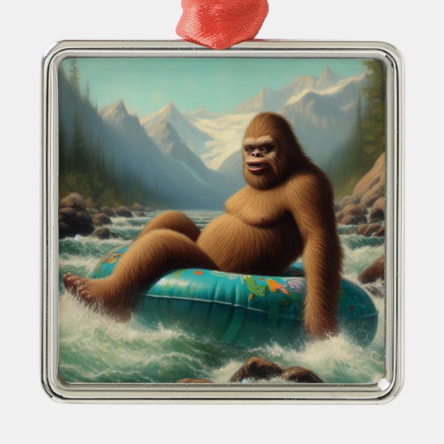 Bigfoot Tubing Metal Ornament (Front)