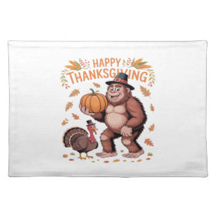 Bigfoot Turkey Pumpkin Thanksgiving Day Classic T- Cloth Placemat