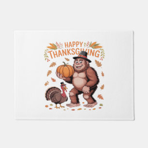 Bigfoot Turkey Pumpkin Thanksgiving Day Classic T- Doormat