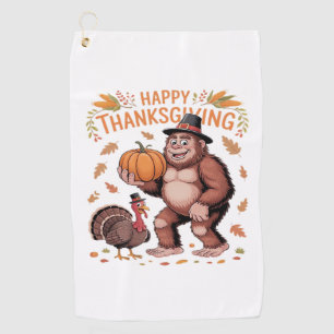 Bigfoot Turkey Pumpkin Thanksgiving Day Classic T- Golf Towel