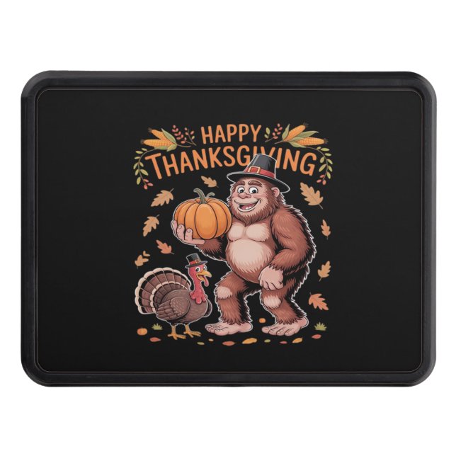 Bigfoot Turkey Pumpkin Thanksgiving Day Classic T- Hitch Cover (Front)