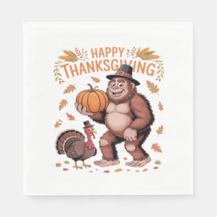 Bigfoot Turkey Pumpkin Thanksgiving Day Classic T- Napkins
