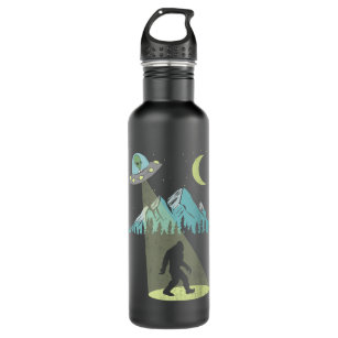Bigfoot UFO Abduction Moon & Mountain Alien Vintag Stainless Steel Water Bottle